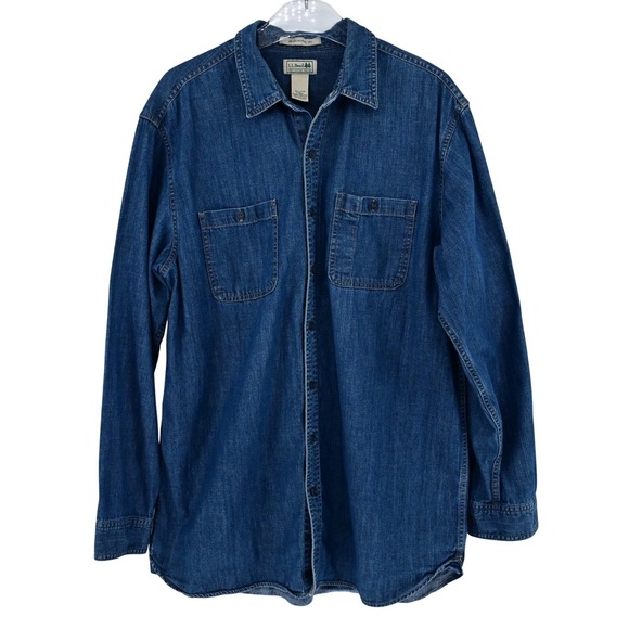 LL Bean Other - LL Bean M L/T100% Cotton Heavy Denim Traditional Fit Long Sleeve Shirt Classic